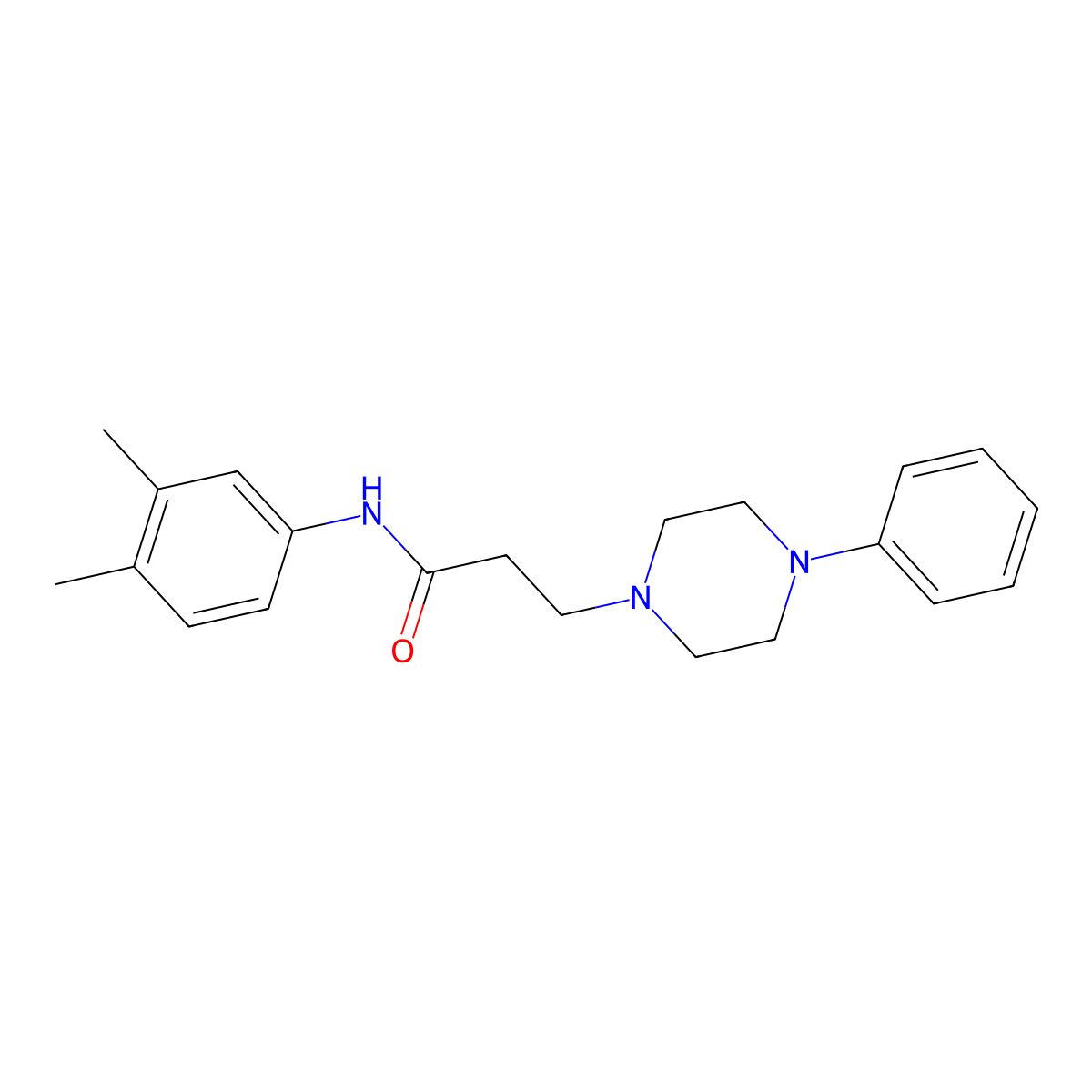 N-(3,4-dimethylphenyl)-3-(4-phenylpiperazin-1-yl)propanamide molecular structure, CAS 428845-54-9
