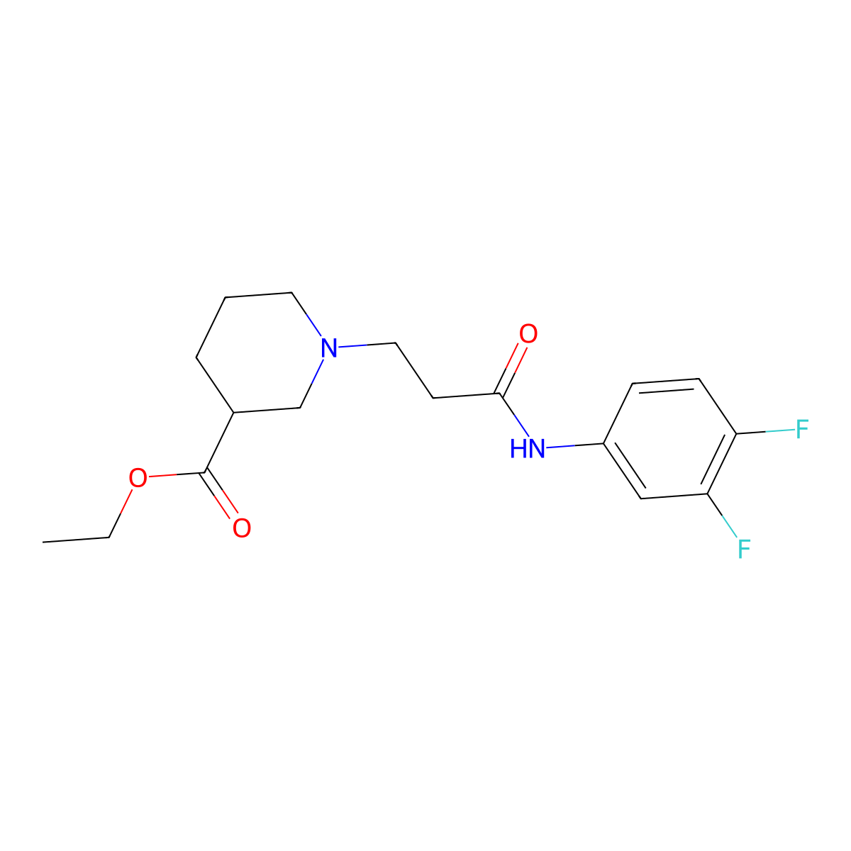 Ethyl 1-[3-(3,4-difluoroanilino)-3-oxopropyl]-3-piperidinecarboxylate molecular structure, CAS 428845-59-4
