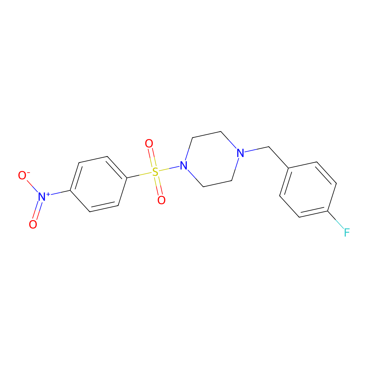 1-(4-Fluorobenzyl)-4-[(4-nitrophenyl)sulfonyl]piperazine molecular structure, CAS 428845-70-9