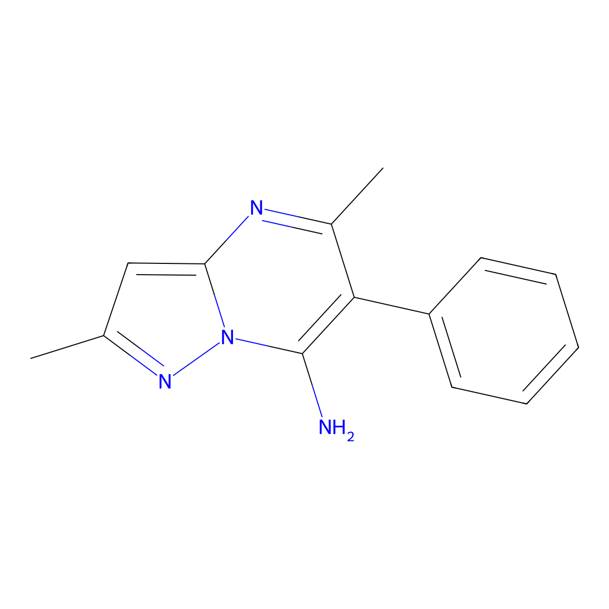 2,5-Dimethyl-6-phenylpyrazolo[1,5-a]pyrimidin-7-amine molecular structure, CAS 428845-73-2