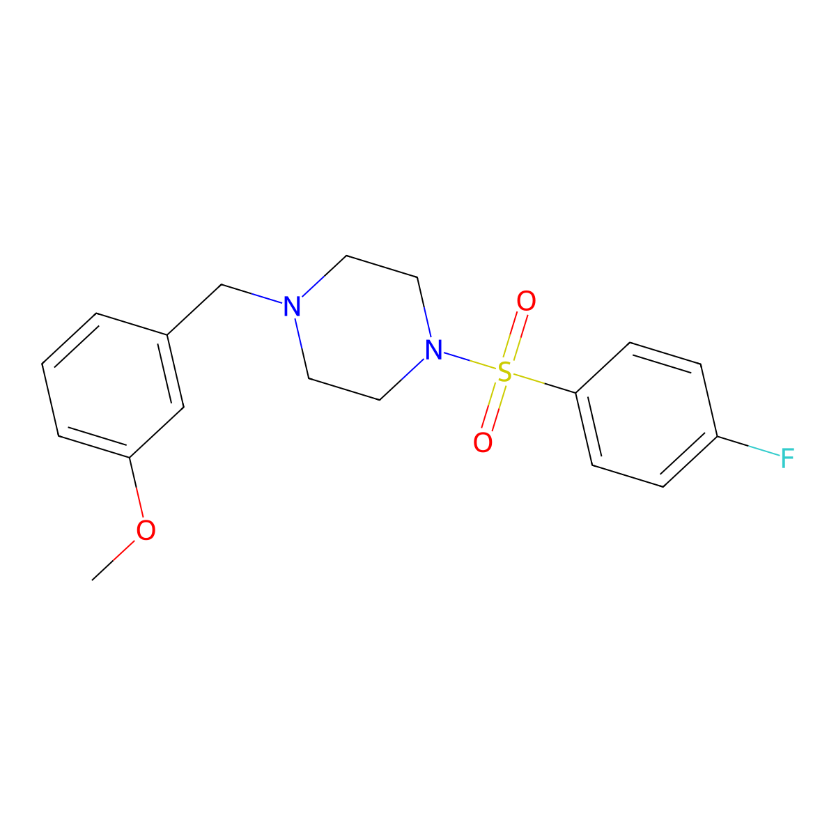 1-(4-Fluorophenyl)sulfonyl-4-[(3-methoxyphenyl)methyl]piperazine molecular structure, CAS 428845-77-6