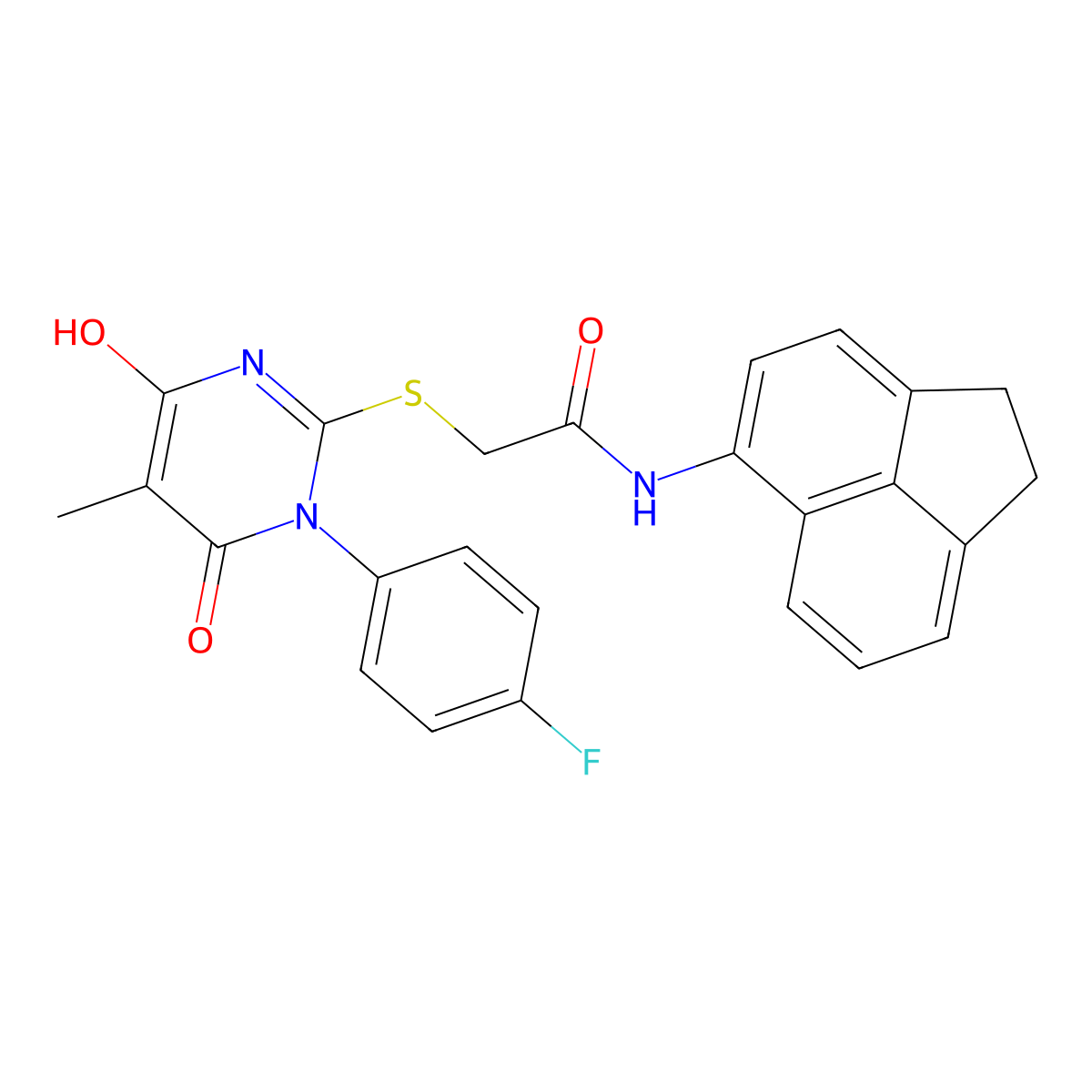 N-(1,2-dihydro-5-acenaphthylenyl)-2-{[1-(4-fluorophenyl)-4-hydroxy-5-methyl-6-oxo-1,6-dihydro-2-pyrimidinyl]sulfanyl}acetamide molecular structure, CAS 428845-80-1
