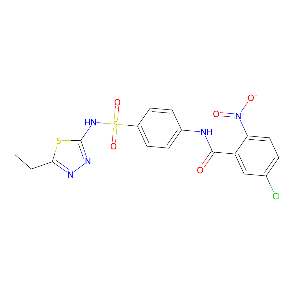 5-chloro-N-[4-[(5-ethyl-1,3,4-thiadiazol-2-yl)sulfamoyl]phenyl]-2-nitrobenzamide molecular structure, CAS 428845-82-3