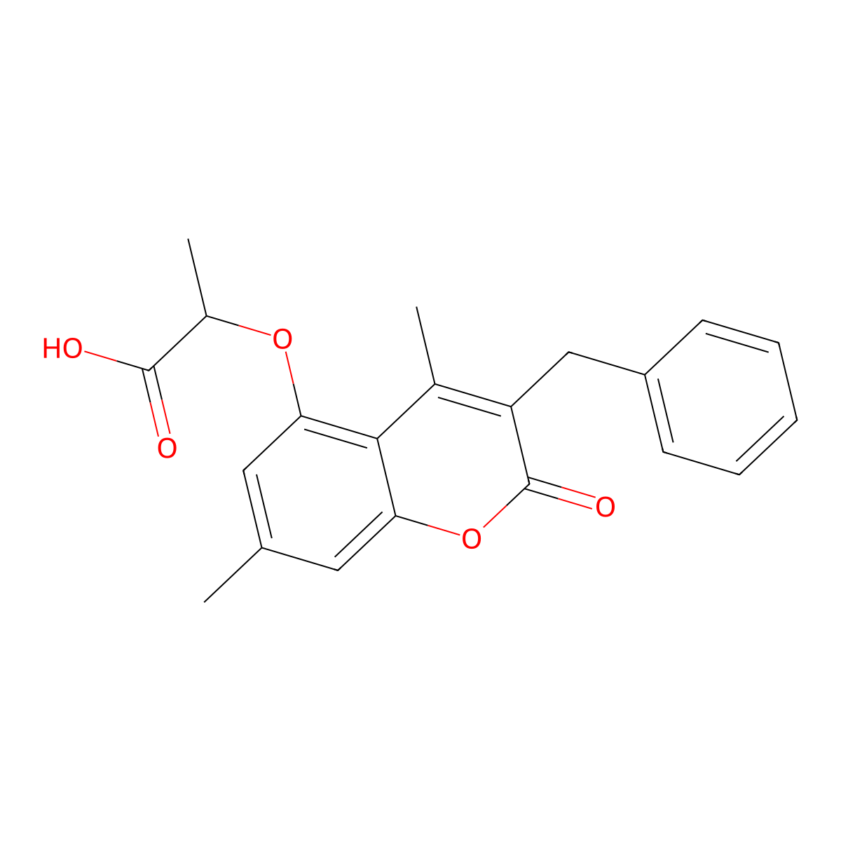2-[(3-benzyl-4,7-dimethyl-2-oxo-2H-chromen-5-yl)oxy]propanoic acid molecular structure, CAS 428845-94-7