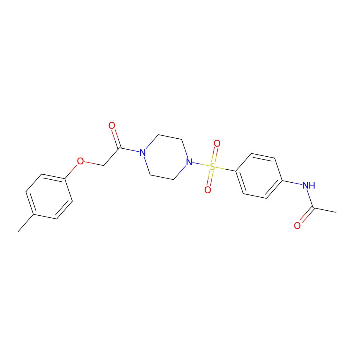 N-[4-[4-[2-(4-methylphenoxy)acetyl]piperazin-1-yl]sulfonylphenyl]acetamide molecular structure, CAS 428845-96-9