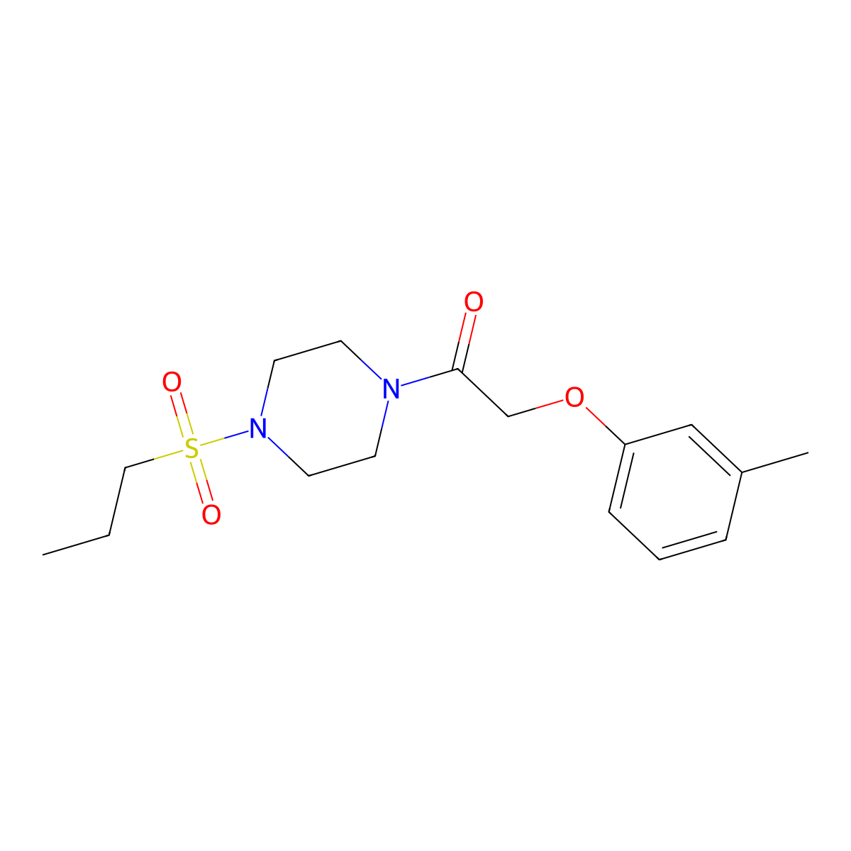 2-(3-Methylphenoxy)-1-(4-propylsulfonylpiperazin-1-yl)ethanone molecular structure, CAS 428845-98-1