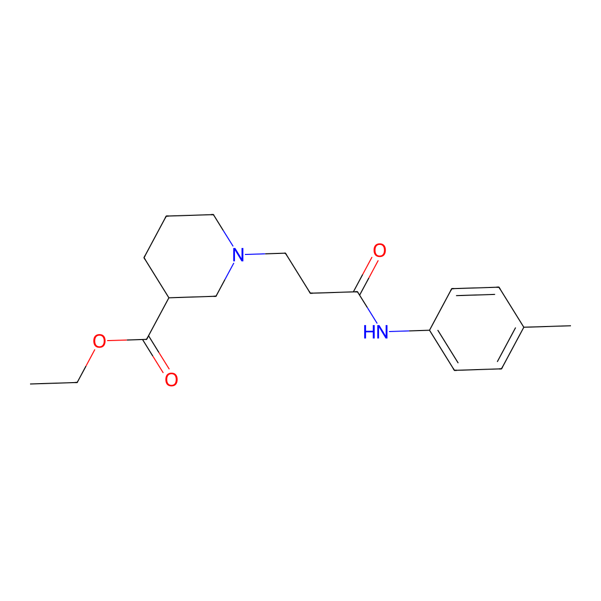 Ethyl 1-[3-oxo-3-(4-toluidino)propyl]-3-piperidinecarboxylate molecular structure, CAS 428845-99-2