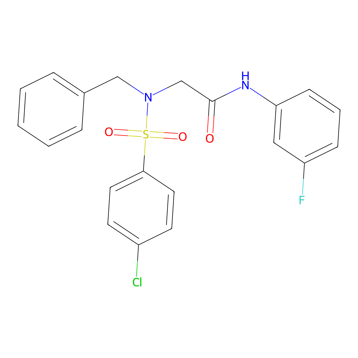 2-[benzyl-(4-chlorophenyl)sulfonylamino]-N-(3-fluorophenyl)acetamide molecular structure, CAS 428846-14-4