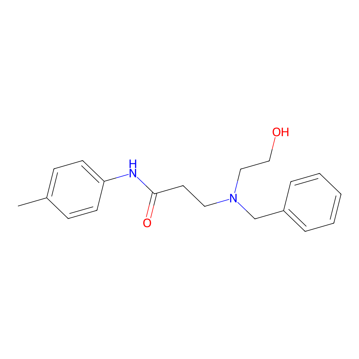 3-[benzyl(2-hydroxyethyl)amino]-N-(4-methylphenyl)propanamide molecular structure, CAS 428846-21-3