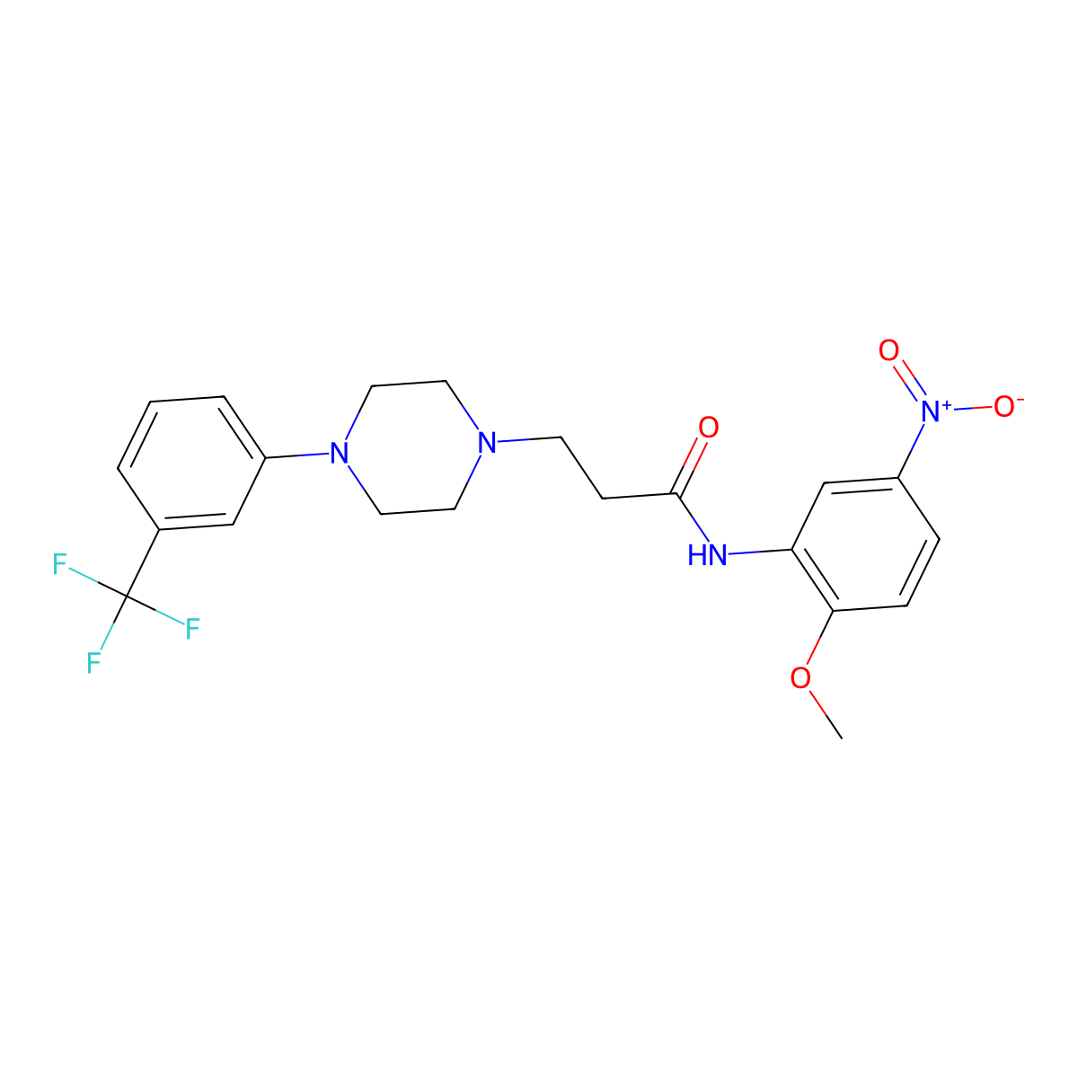 N-(2-methoxy-5-nitrophenyl)-3-[4-[3-(trifluoromethyl)phenyl]piperazin-1-yl]propanamide molecular structure, CAS 428846-23-5