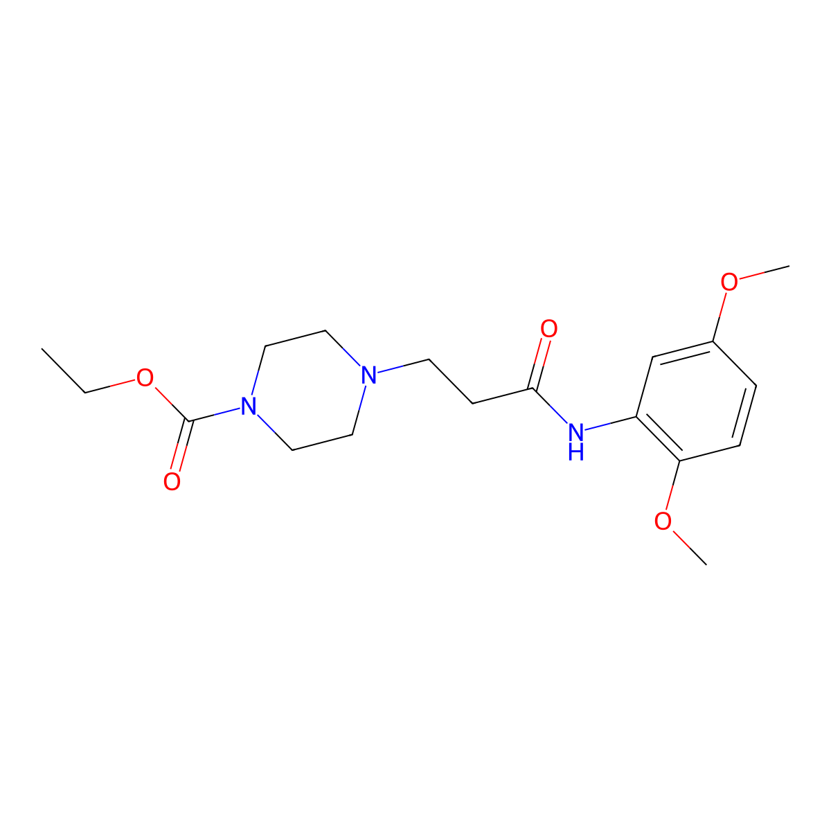 Ethyl 4-[3-(2,5-dimethoxyanilino)-3-oxopropyl]-1-piperazinecarboxylate molecular structure, CAS 428846-27-9