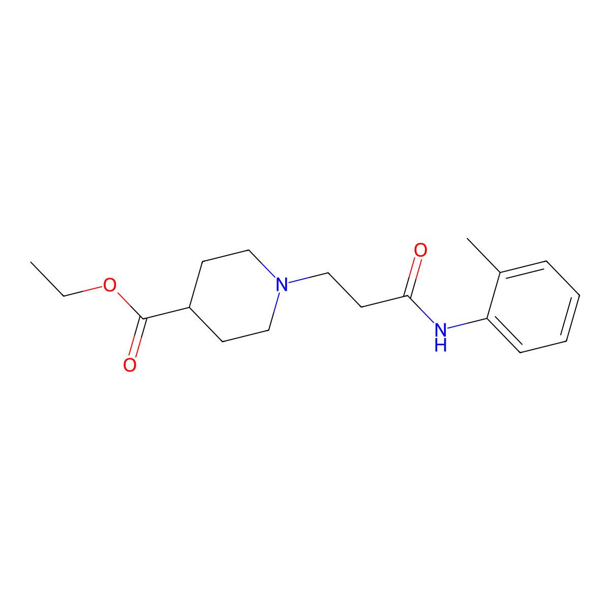 Ethyl 1-[3-oxo-3-(2-toluidino)propyl]-4-piperidinecarboxylate molecular structure, CAS 428846-29-1