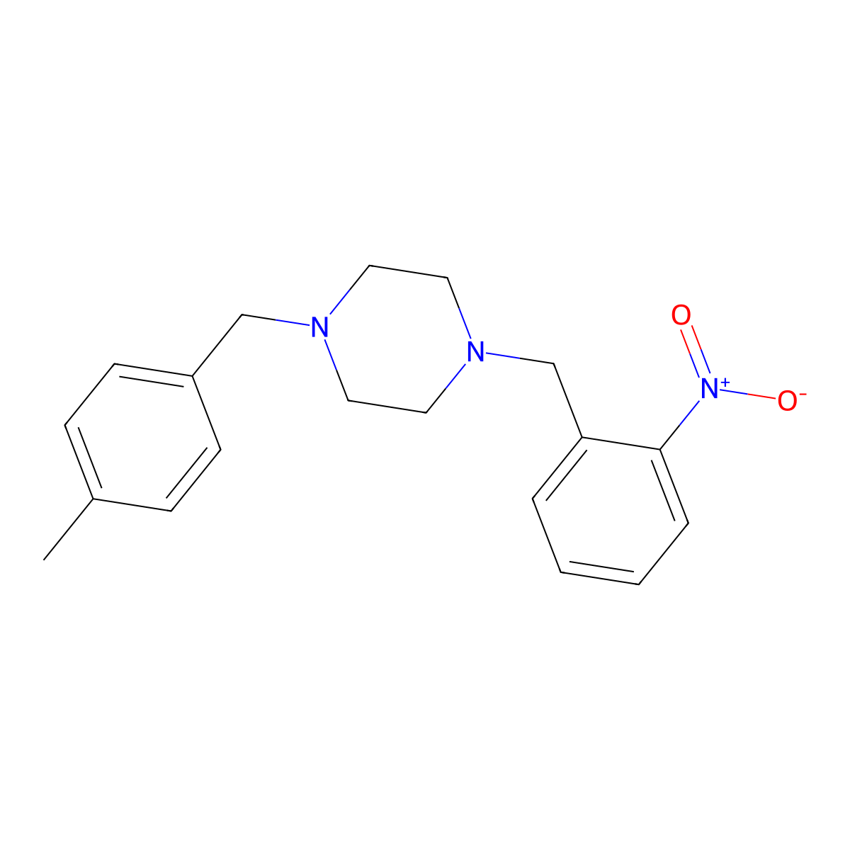1-[(4-Methylphenyl)methyl]-4-[(2-nitrophenyl)methyl]piperazine molecular structure, CAS 428846-34-8