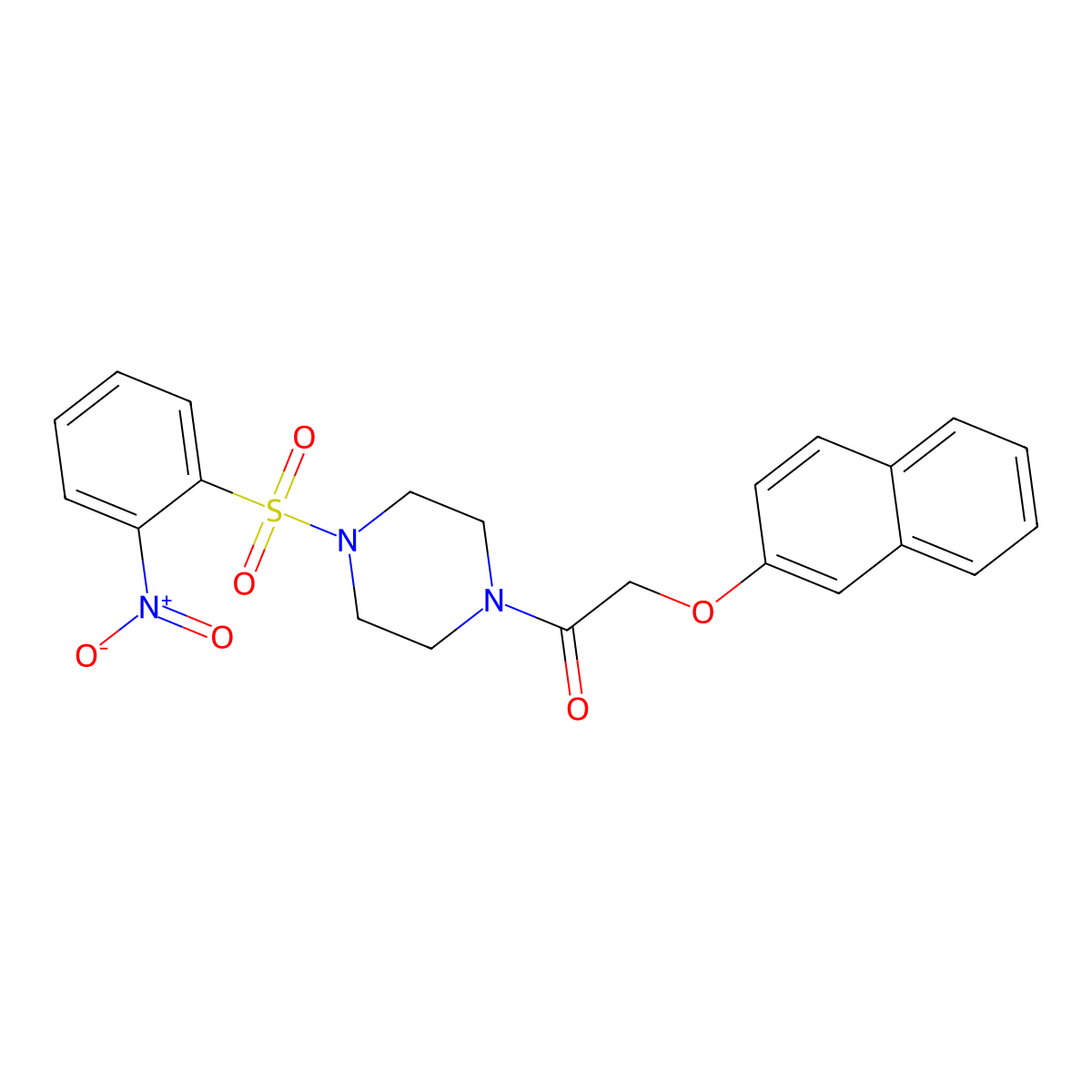 2-Naphthalen-2-yloxy-1-[4-(2-nitrophenyl)sulfonylpiperazin-1-yl]ethanone molecular structure, CAS 428846-41-7