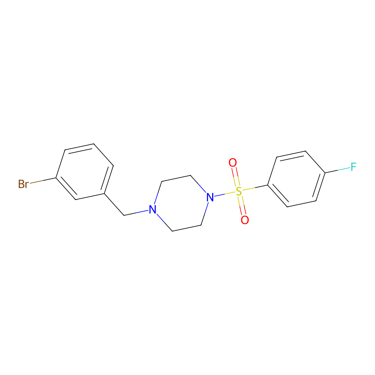 1-(3-Bromobenzyl)-4-[(4-fluorophenyl)sulfonyl]piperazine molecular structure, CAS 428846-42-8