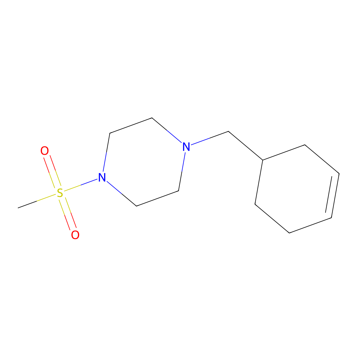 1-(Cyclohex-3-en-1-ylmethyl)-4-methylsulfonylpiperazine molecular structure, CAS 428846-47-3