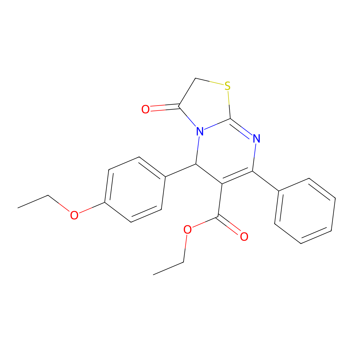 ethyl 5-(4-ethoxyphenyl)-3-oxo-7-phenyl-5H-[1,3]thiazolo[3,2-a]pyrimidine-6-carboxylate molecular structure, CAS 428846-57-5
