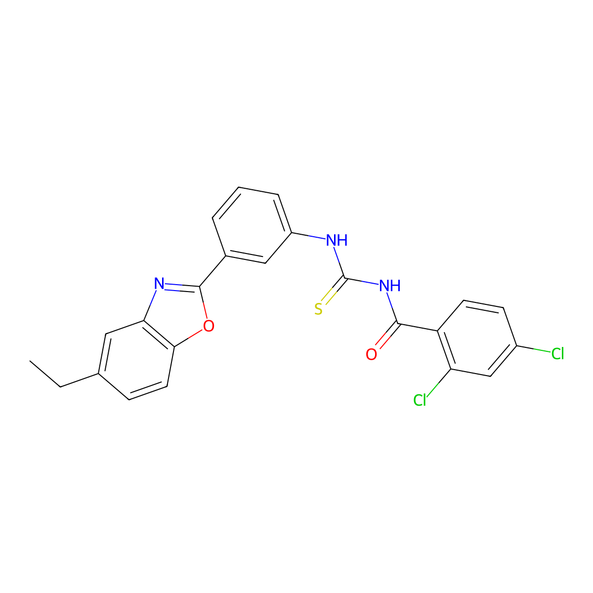2,4-dichloro-N-[[3-(5-ethyl-1,3-benzoxazol-2-yl)phenyl]carbamothioyl]benzamide molecular structure, CAS 428846-67-7
