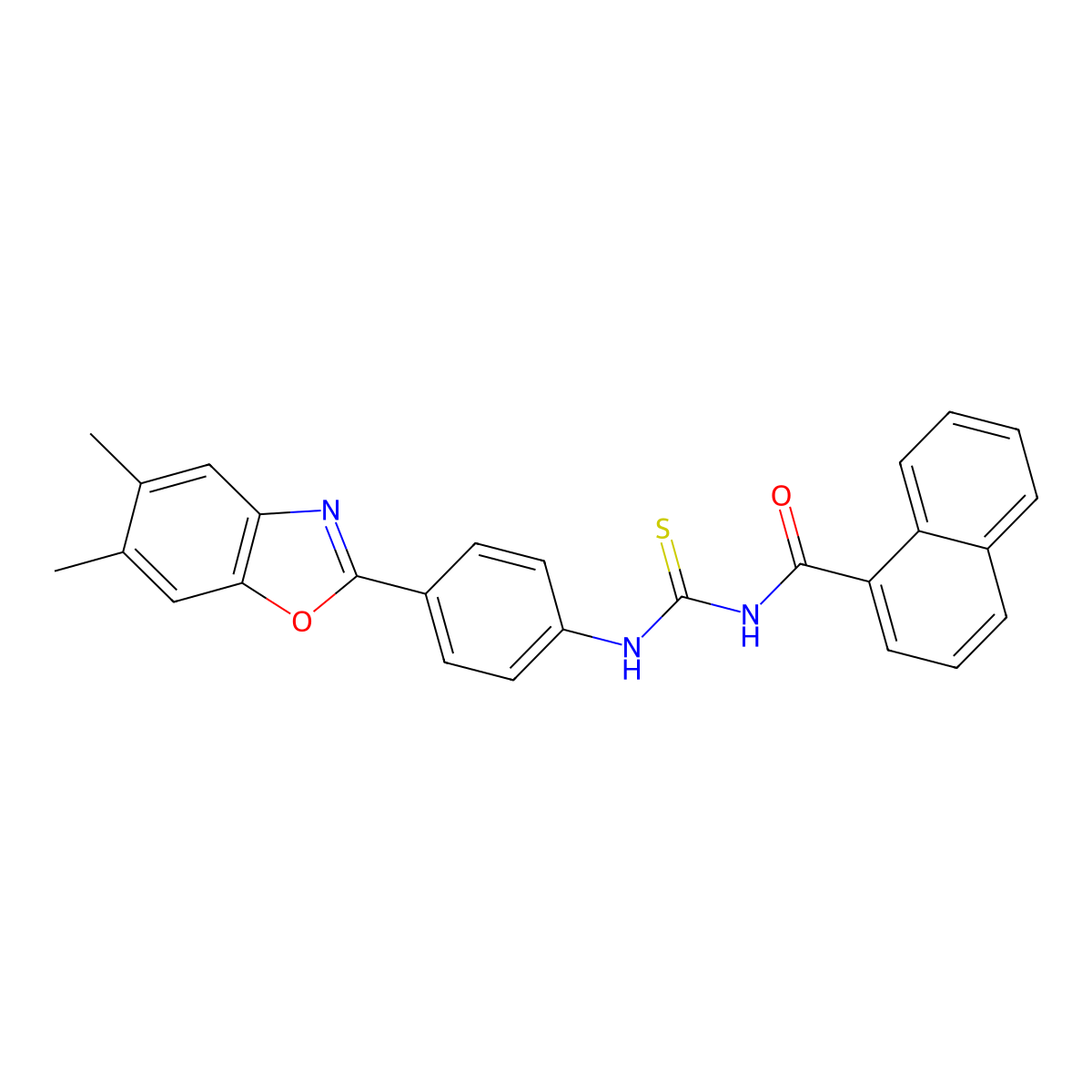 N-[[4-(5,6-dimethyl-1,3-benzoxazol-2-yl)phenyl]carbamothioyl]naphthalene-1-carboxamide molecular structure, CAS 428846-75-7