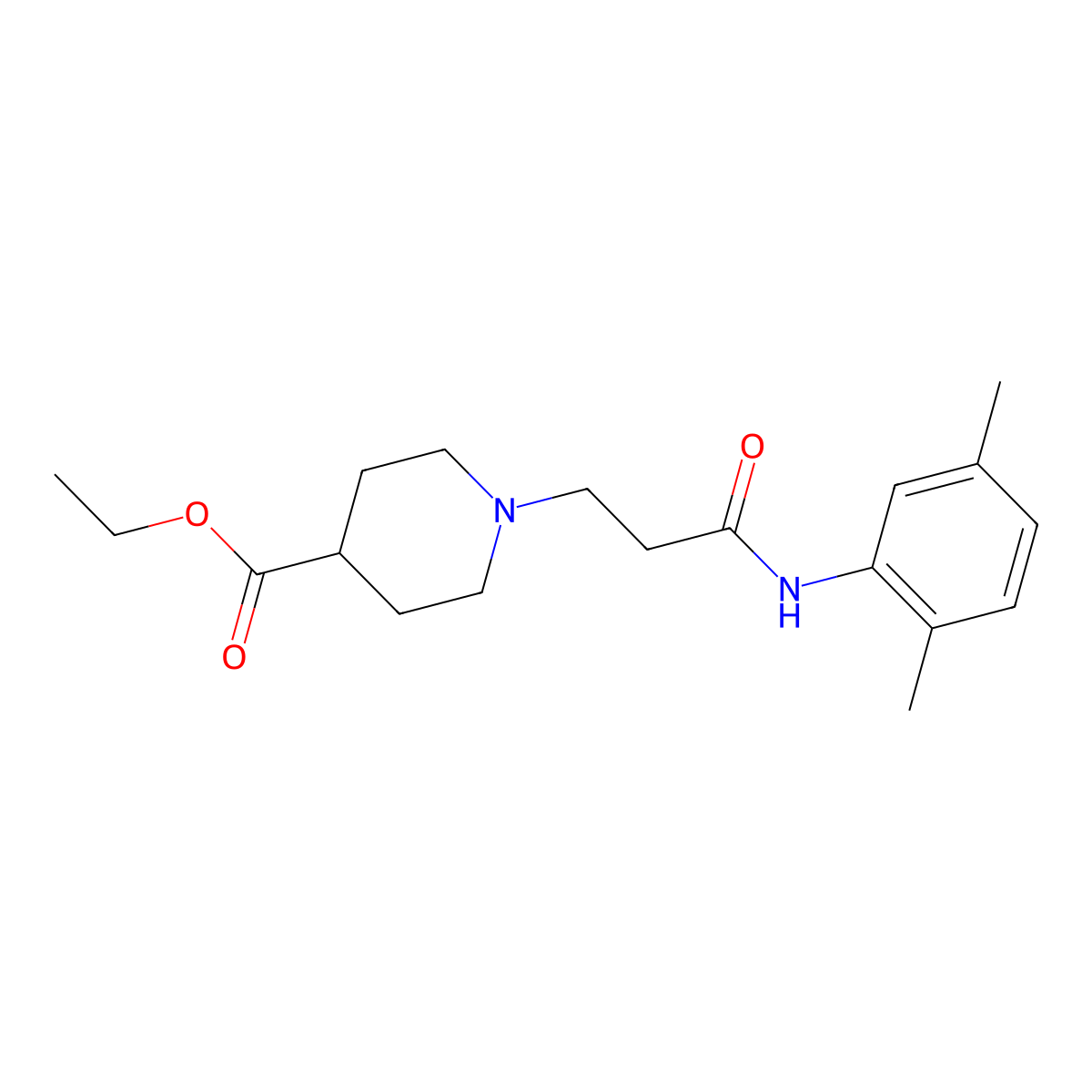Ethyl 1-(3-((2,5-dimethylphenyl)amino)-3-oxopropyl)piperidine-4-carboxylate molecular structure, CAS 428846-76-8
