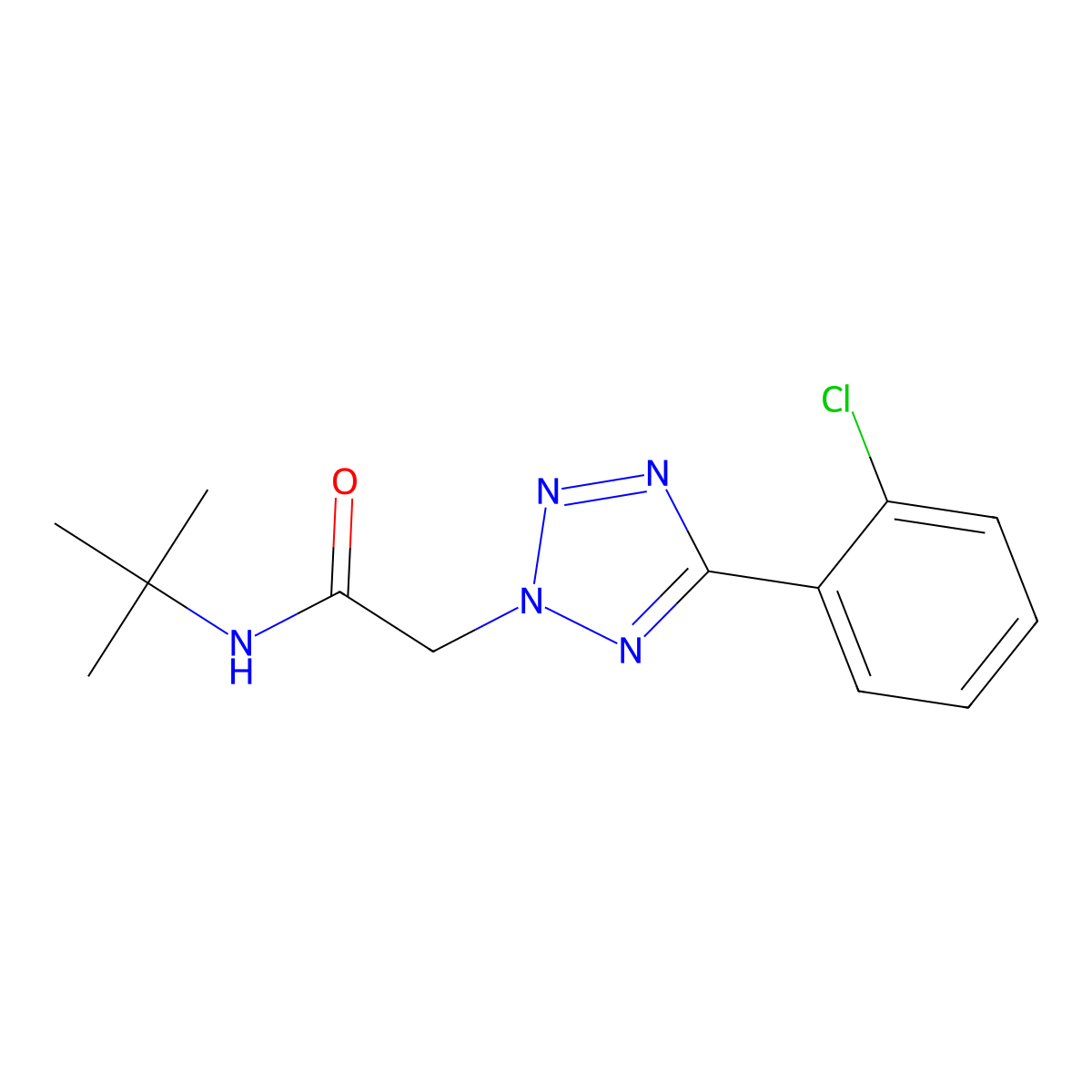 N-tert-butyl-2-[5-(2-chlorophenyl)tetrazol-2-yl]acetamide molecular structure, CAS 428846-77-9