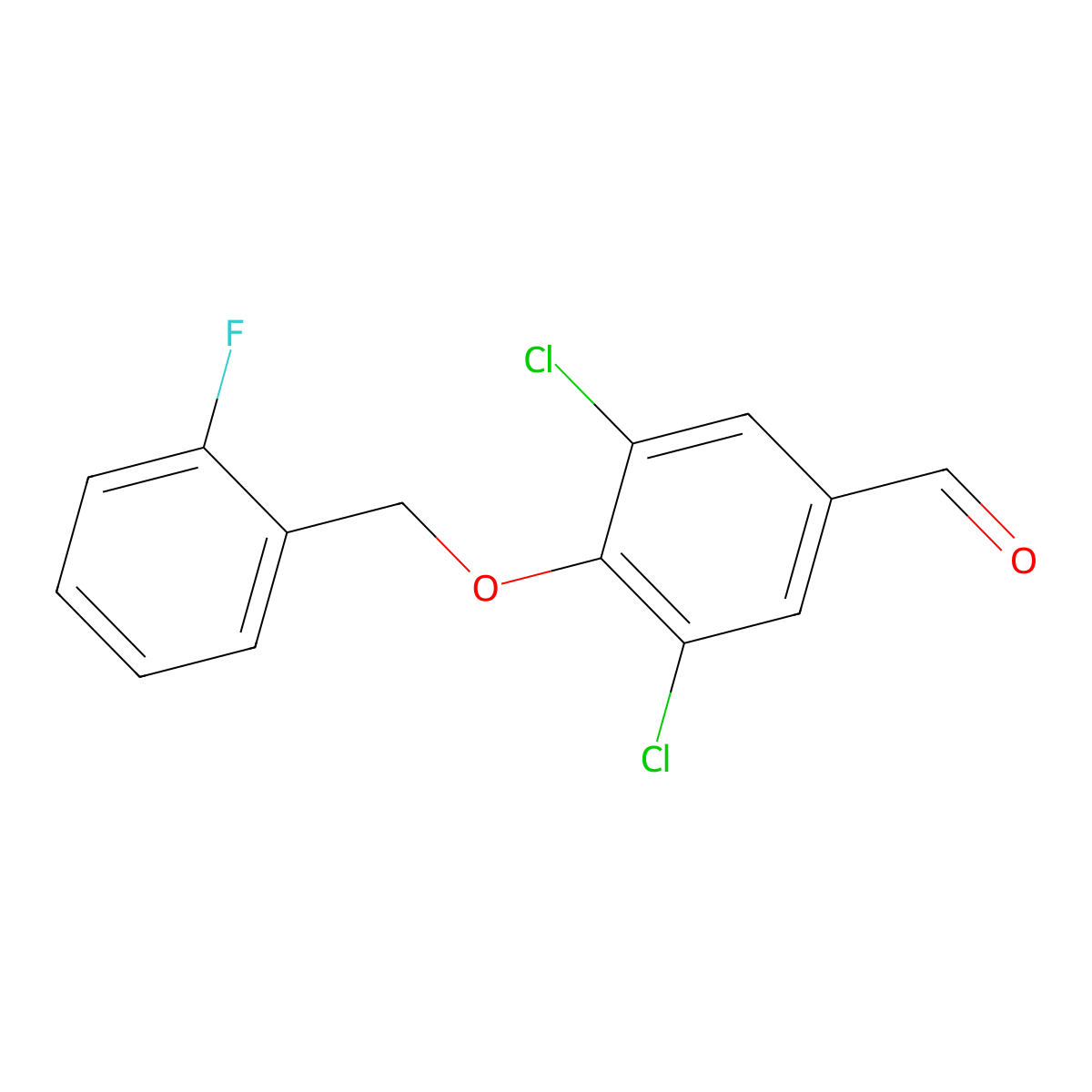 3,5-Dichloro-4-[(2-fluorobenzyl)oxy]benzaldehyde molecular structure, CAS 428846-79-1