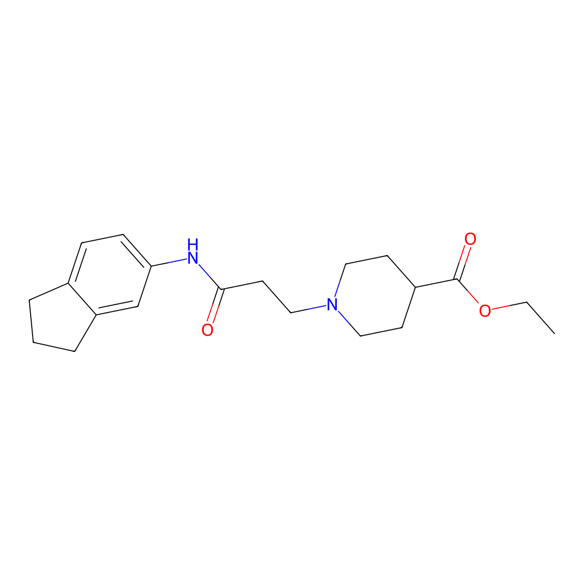 ethyl 1-[3-(2,3-dihydro-1H-inden-5-ylamino)-3-oxopropyl]piperidine-4-carboxylate molecular structure, CAS 428846-86-0