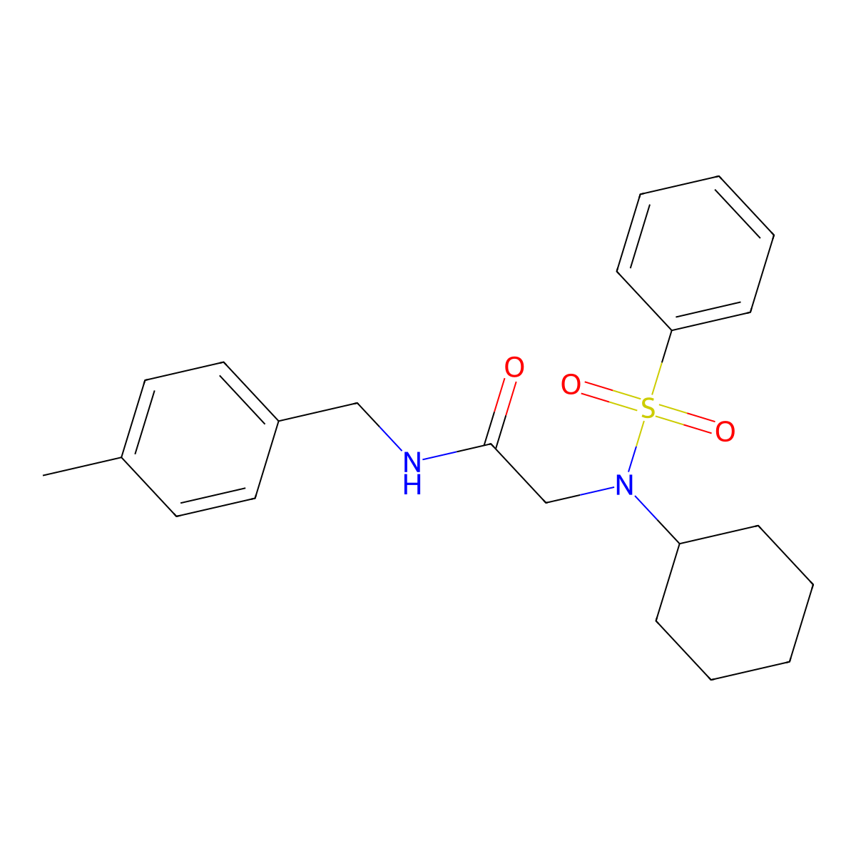 2-[benzenesulfonyl(cyclohexyl)amino]-N-[(4-methylphenyl)methyl]acetamide molecular structure, CAS 428846-90-6