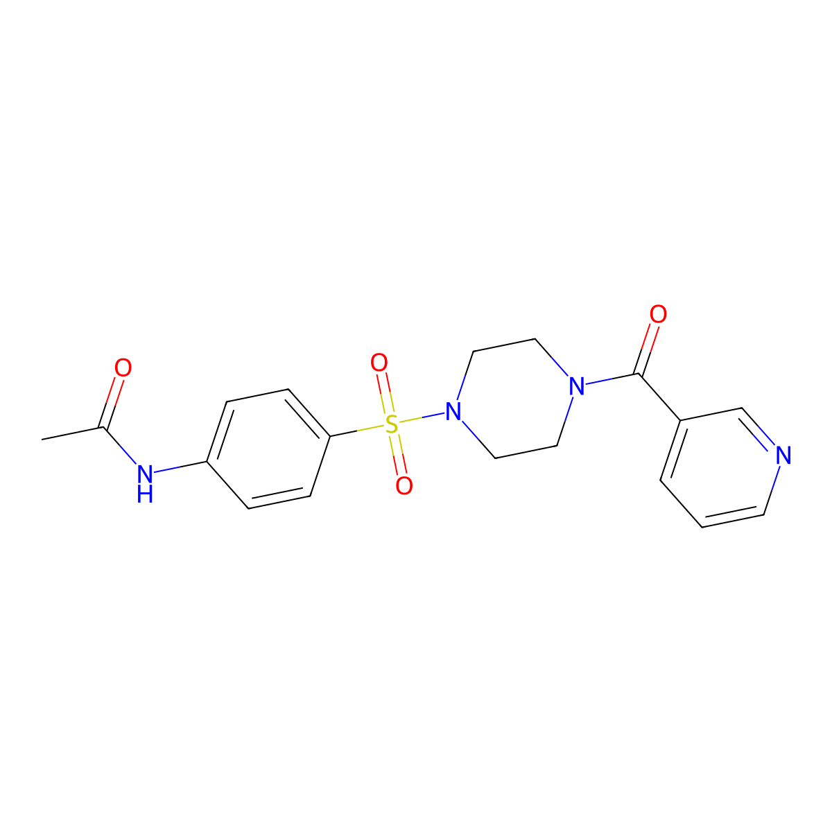 N-[4-[4-(pyridine-3-carbonyl)piperazin-1-yl]sulfonylphenyl]acetamide molecular structure, CAS 428847-02-3