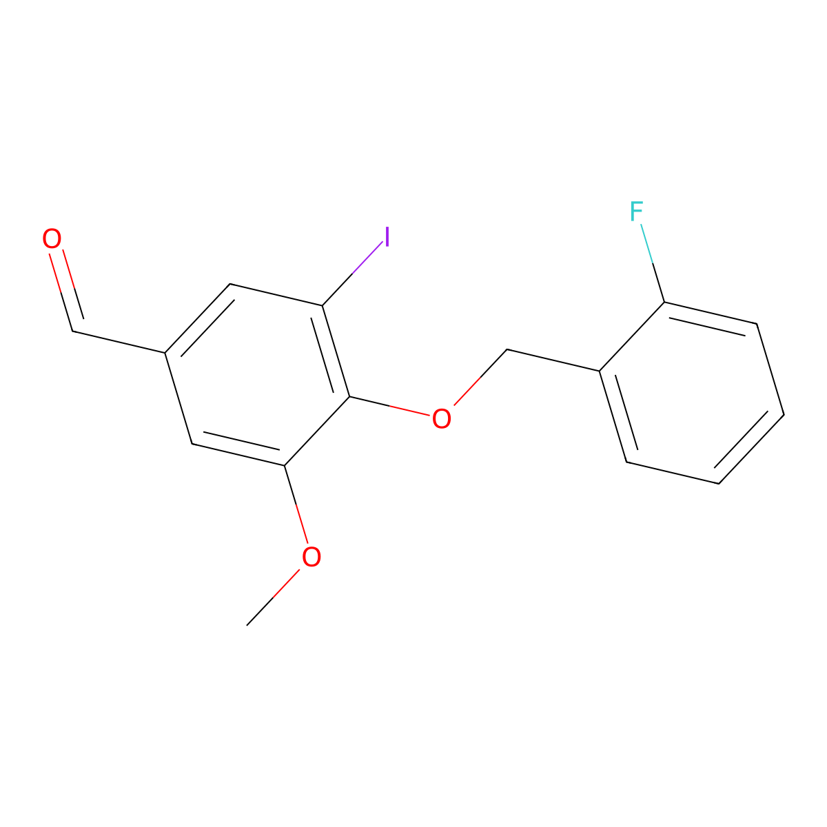 4-[(2-Fluorobenzyl)oxy]-3-iodo-5-methoxybenzaldehyde molecular structure, CAS 428847-21-6