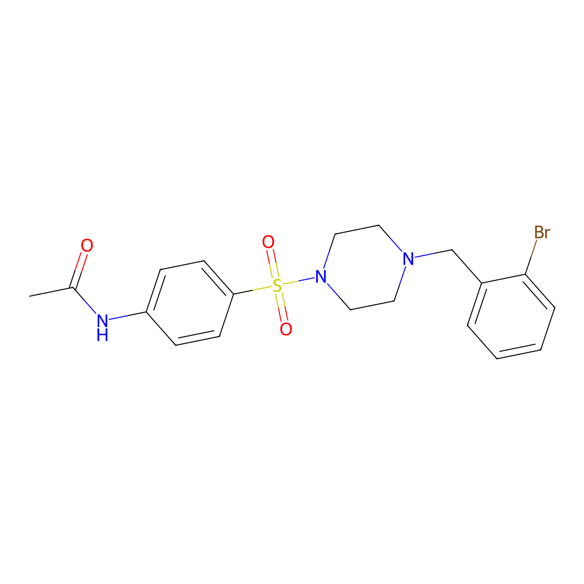 N-[4-[4-[(2-bromophenyl)methyl]piperazin-1-yl]sulfonylphenyl]acetamide molecular structure, CAS 428847-22-7