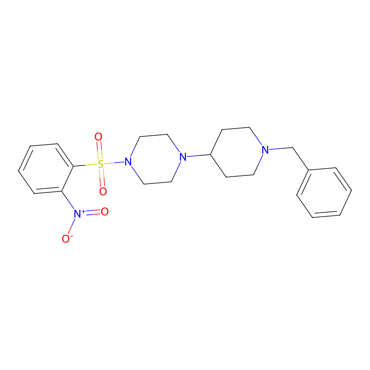 1-(1-Benzylpiperidin-4-yl)-4-(2-nitrophenyl)sulfonylpiperazine molecular structure, CAS 428847-39-6