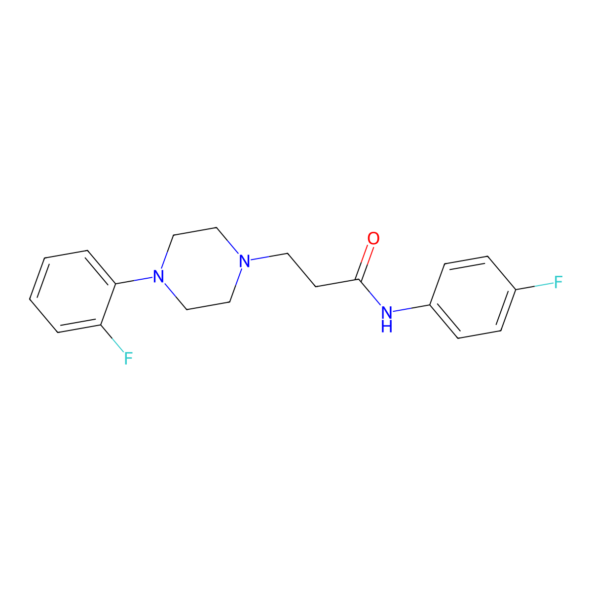 N-(4-fluorophenyl)-3-[4-(2-fluorophenyl)piperazin-1-yl]propanamide molecular structure, CAS 428847-52-3