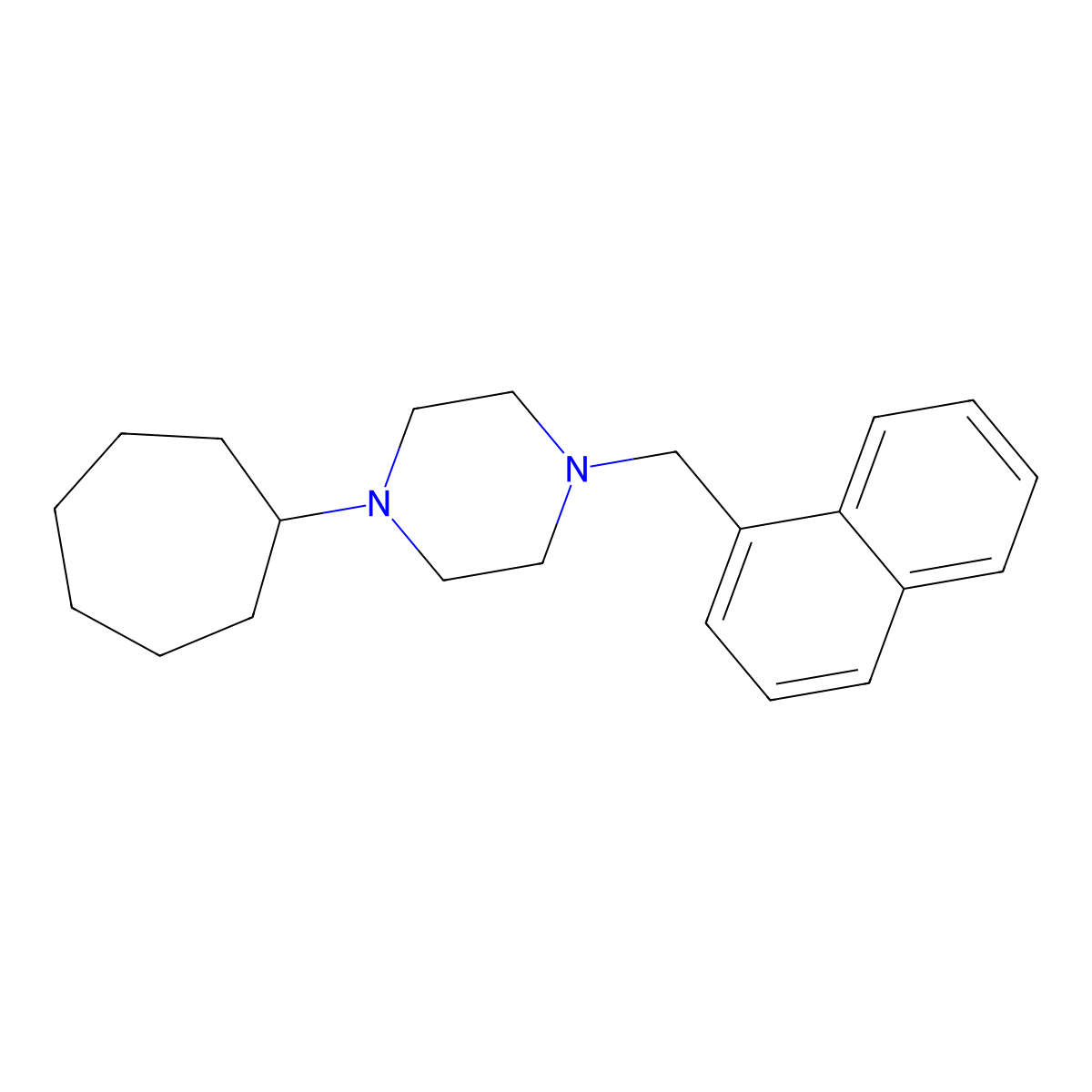 1-Cycloheptyl-4-(naphthalen-1-ylmethyl)piperazine molecular structure, CAS 428847-57-8