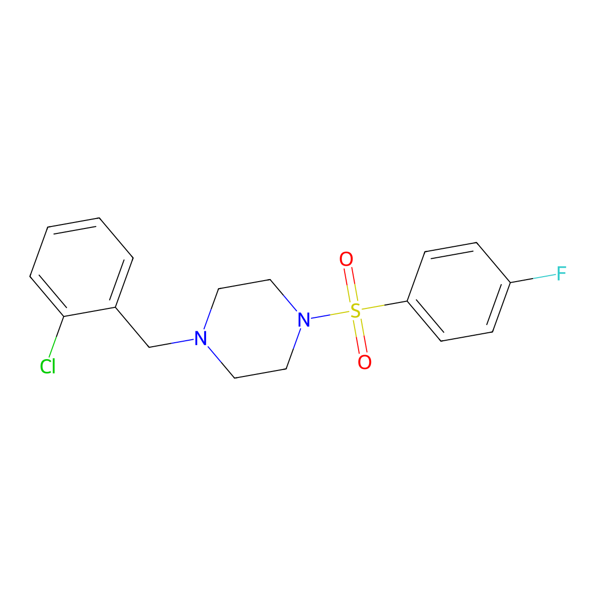 1-(2-Chlorobenzyl)-4-[(4-fluorophenyl)sulfonyl]piperazine molecular structure, CAS 428847-71-6