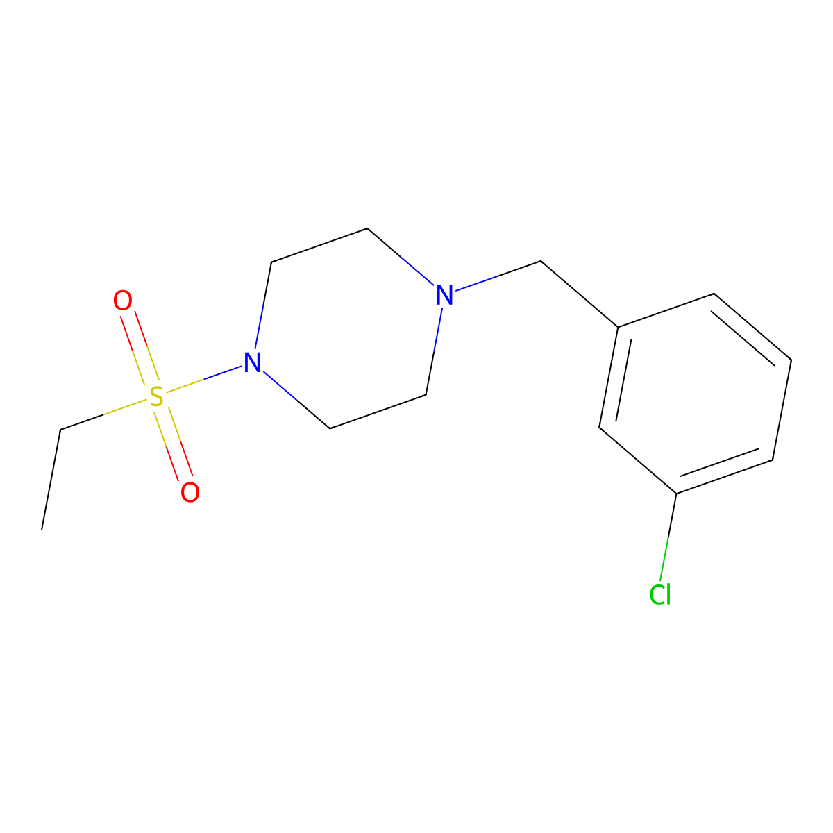 1-(3-Chlorobenzyl)-4-(ethylsulfonyl)piperazine molecular structure, CAS 428847-74-9