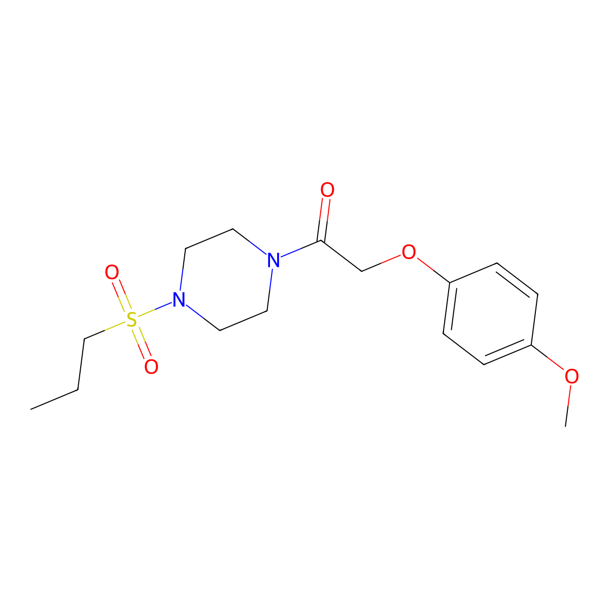 2-(4-Methoxyphenoxy)-1-(4-propylsulfonylpiperazin-1-yl)ethanone molecular structure, CAS 428847-76-1