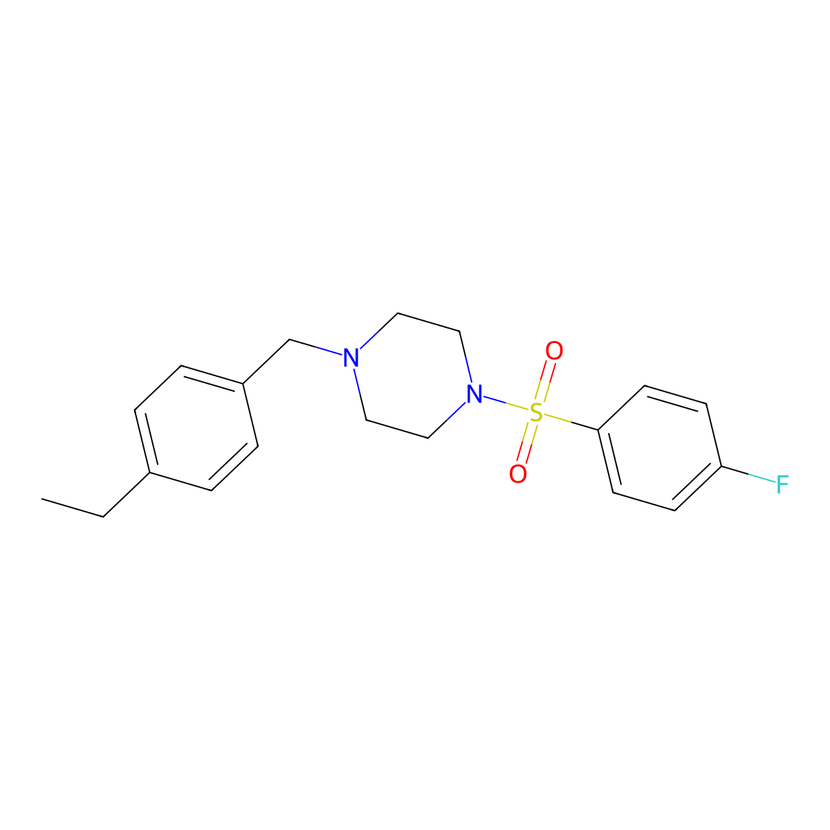 1-(4-Ethylbenzyl)-4-[(4-fluorophenyl)sulfonyl]piperazine molecular structure, CAS 428847-84-1