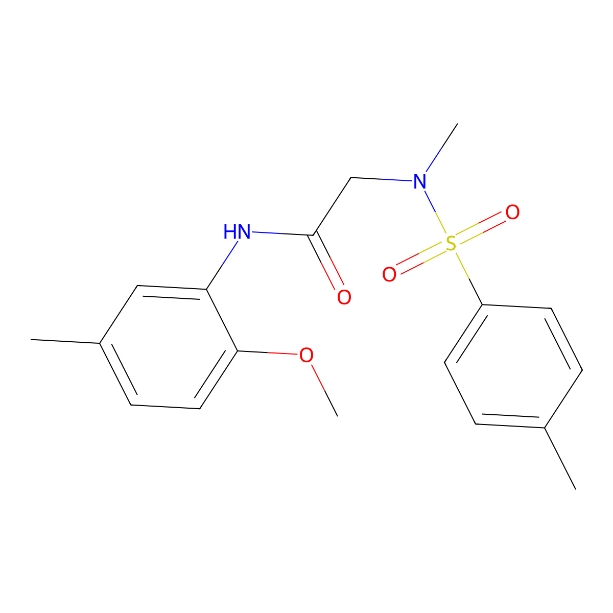N-(2-methoxy-5-methylphenyl)-2-[methyl-(4-methylphenyl)sulfonylamino]acetamide molecular structure, CAS 428847-87-4
