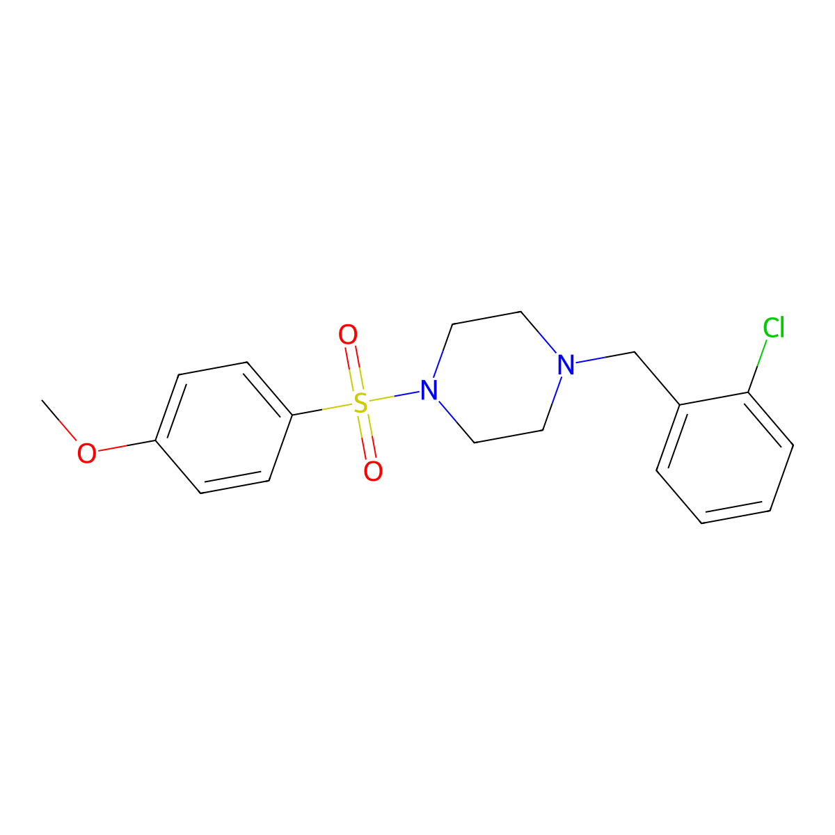 1-[(2-Chlorophenyl)methyl]-4-(4-methoxyphenyl)sulfonylpiperazine molecular structure, CAS 428848-00-4