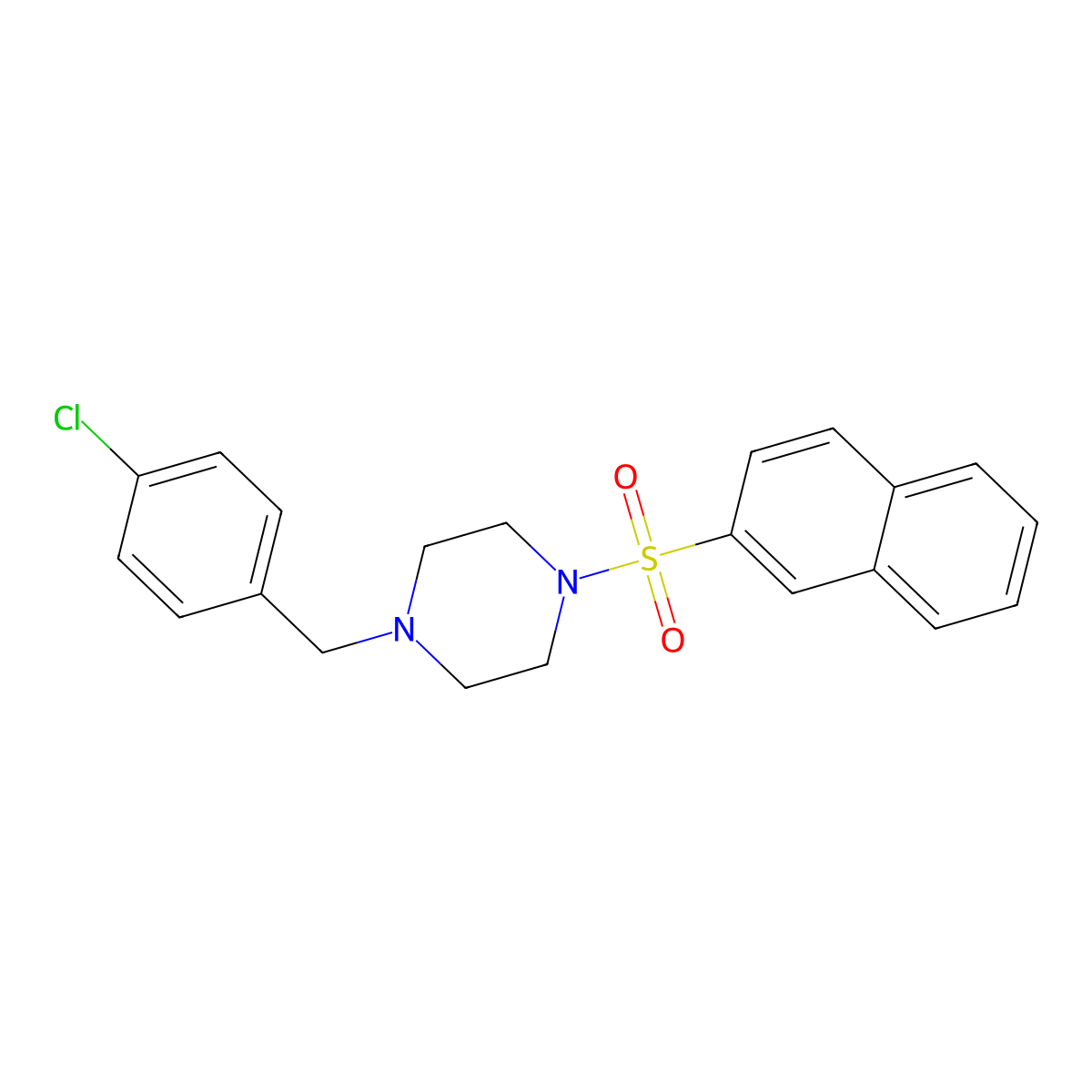 1-[(4-Chlorophenyl)methyl]-4-naphthalen-2-ylsulfonylpiperazine molecular structure, CAS 428848-06-0