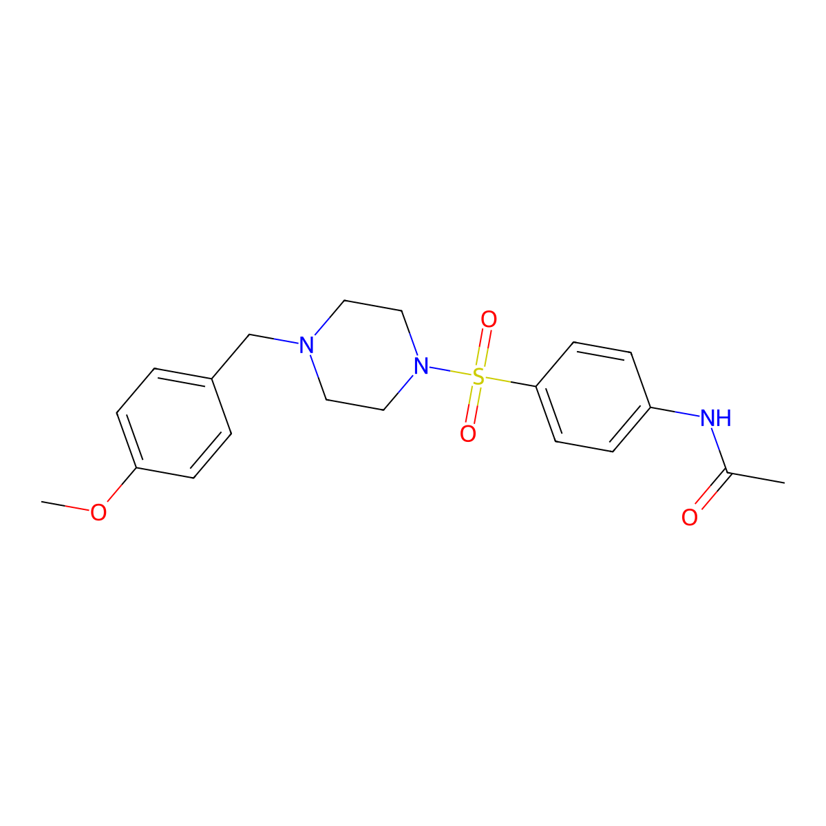 N-[4-[4-[(4-methoxyphenyl)methyl]piperazin-1-yl]sulfonylphenyl]acetamide molecular structure, CAS 428848-11-7