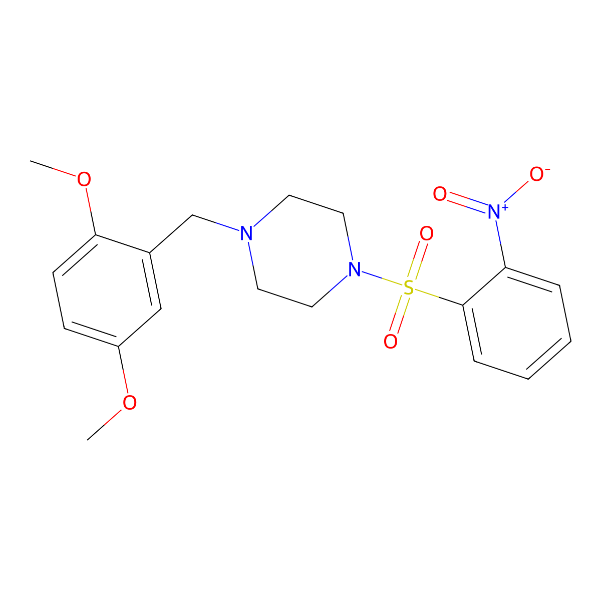 1-[(2,5-Dimethoxyphenyl)methyl]-4-(2-nitrophenyl)sulfonylpiperazine molecular structure, CAS 428848-12-8