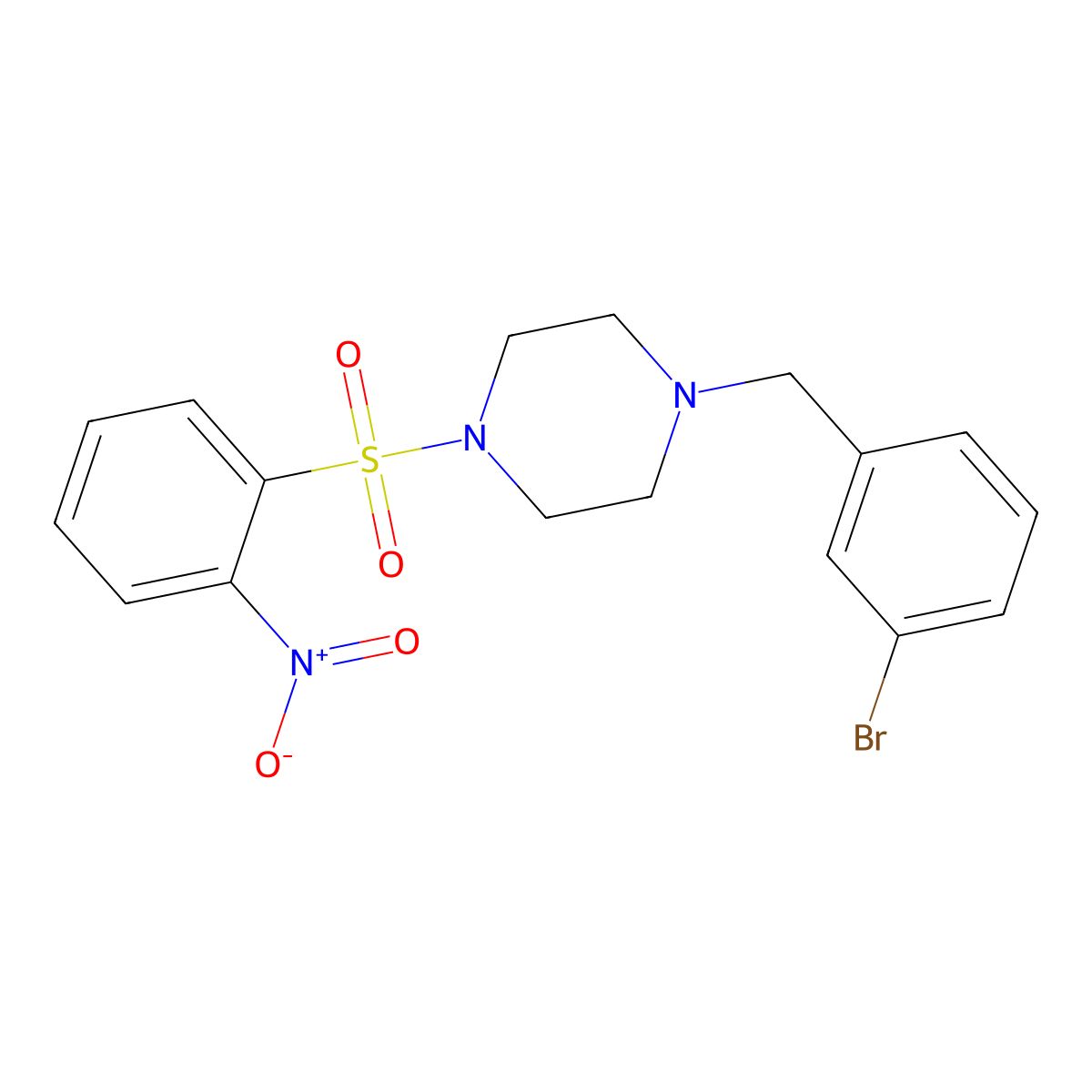 1-(3-Bromobenzyl)-4-[(2-nitrophenyl)sulfonyl]piperazine molecular structure, CAS 428848-13-9