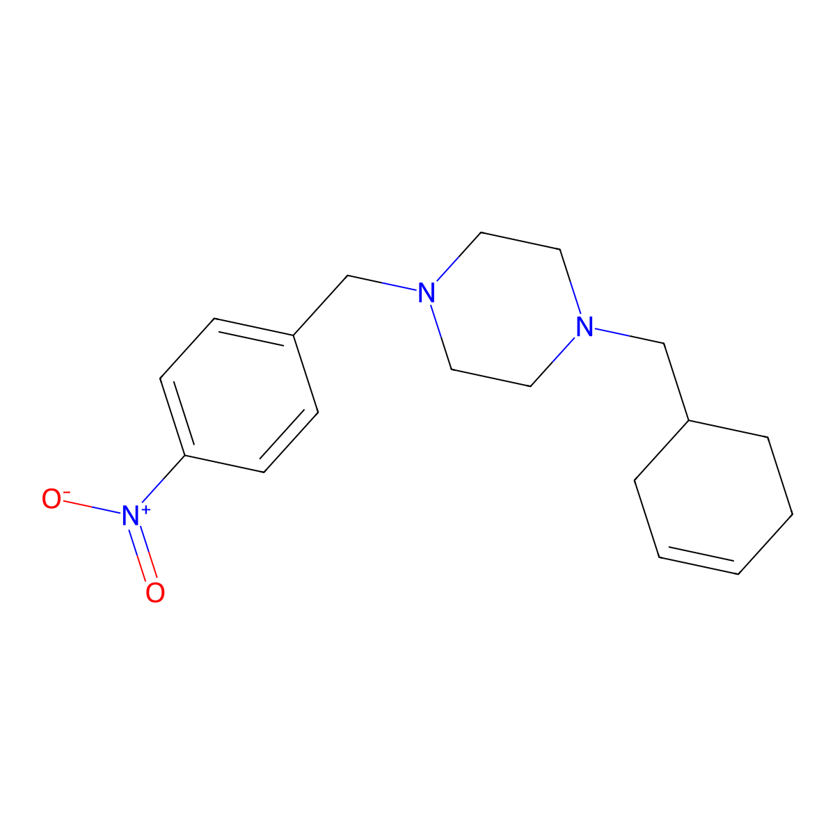 1-(Cyclohex-3-en-1-ylmethyl)-4-[(4-nitrophenyl)methyl]piperazine molecular structure, CAS 428848-20-8