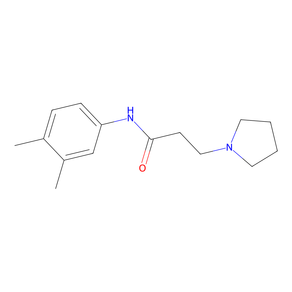 N-(3,4-dimethylphenyl)-3-(pyrrolidin-1-yl)propanamide molecular structure, CAS 428848-23-1