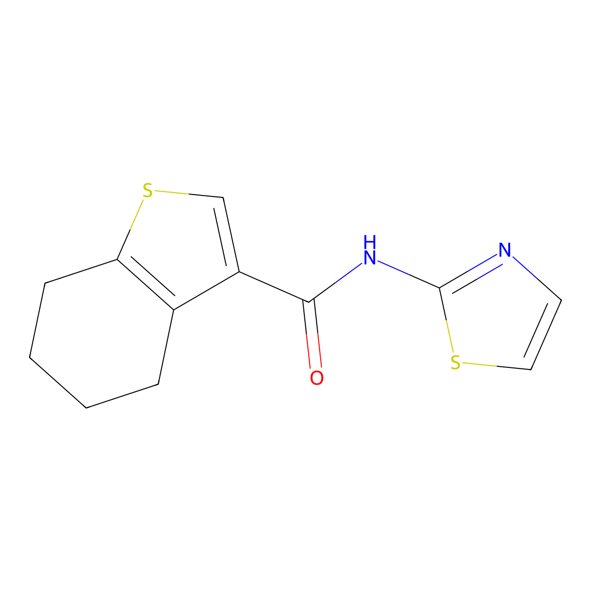 N-(1,3-thiazol-2-yl)-4,5,6,7-tetrahydro-1-benzothiophene-3-carboxamide molecular structure, CAS 428848-25-3