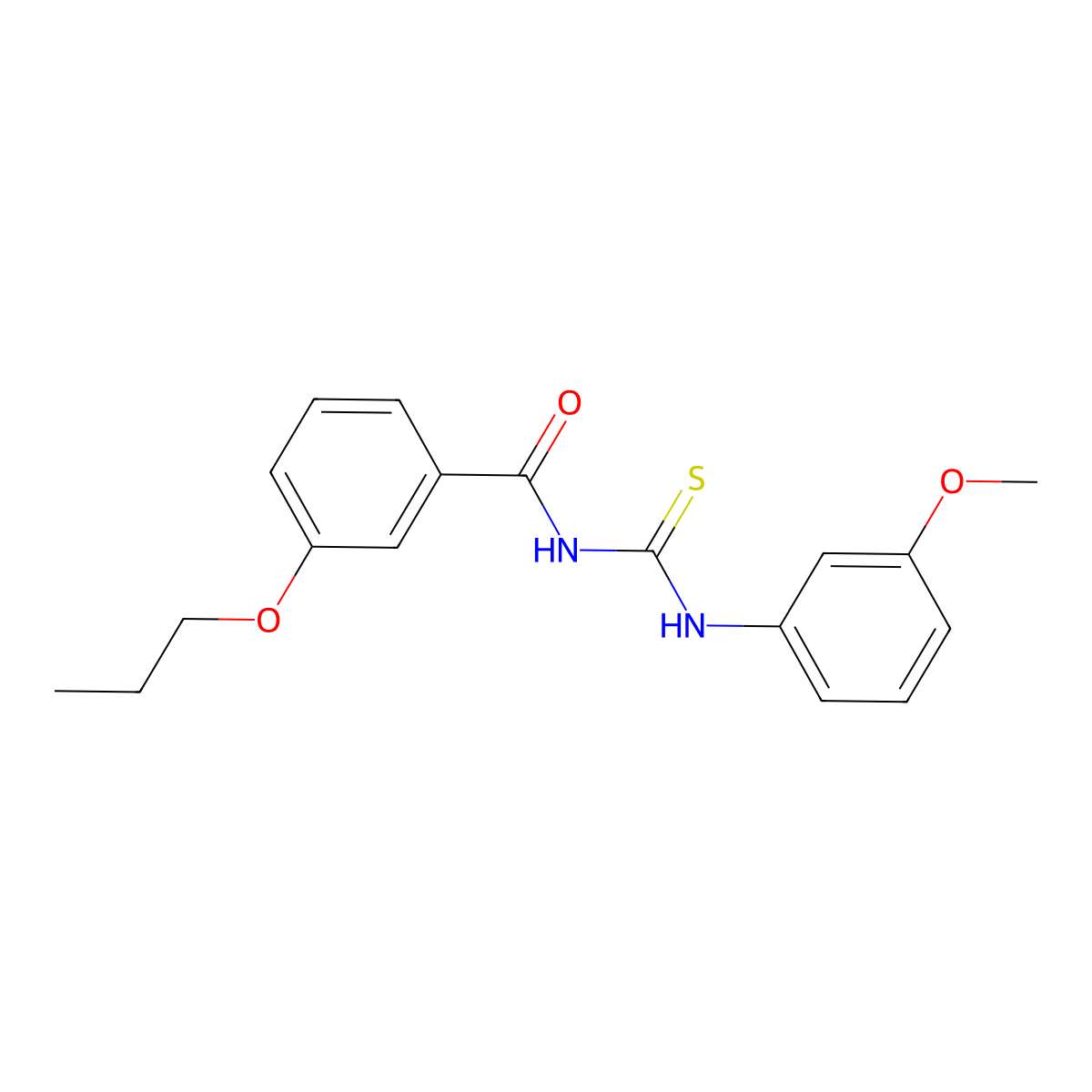 N-[(3-methoxyphenyl)carbamothioyl]-3-propoxybenzamide molecular structure, CAS 428848-30-0