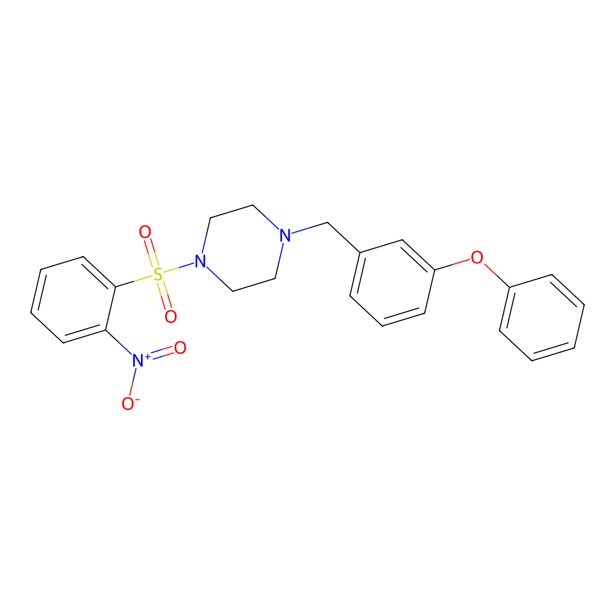 1-(2-Nitrophenyl)sulfonyl-4-[(3-phenoxyphenyl)methyl]piperazine molecular structure, CAS 428848-32-2