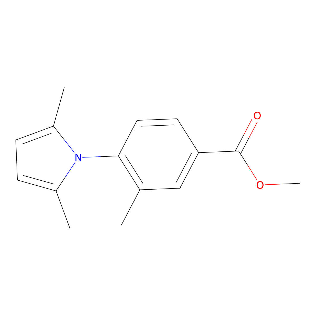 methyl 4-(2,5-dimethyl-1H-pyrrol-1-yl)-3-methylbenzoate molecular structure, CAS 428848-38-8